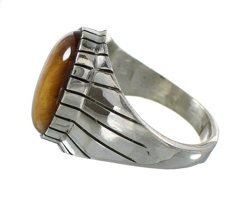Tiger Eye Navajo Sterling Silver Ray Jack Ring Size 11-3/4 AX99697